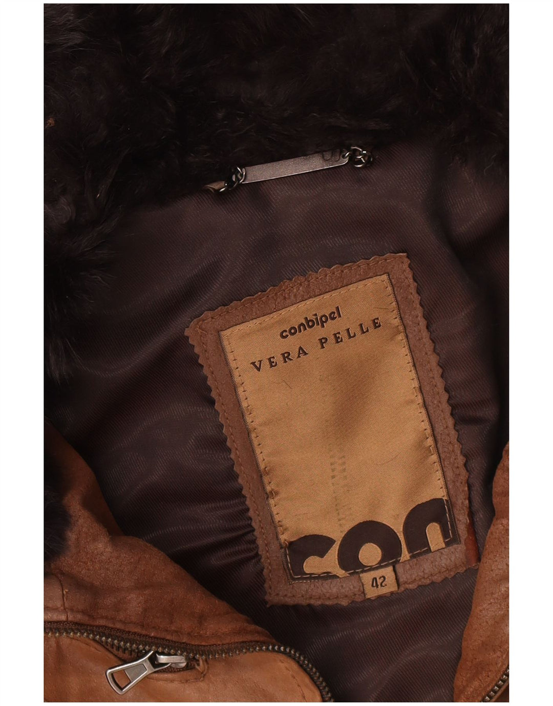 Conbipel Женская кожаная куртка с капюшоном IT 42 Medium Brown Leather