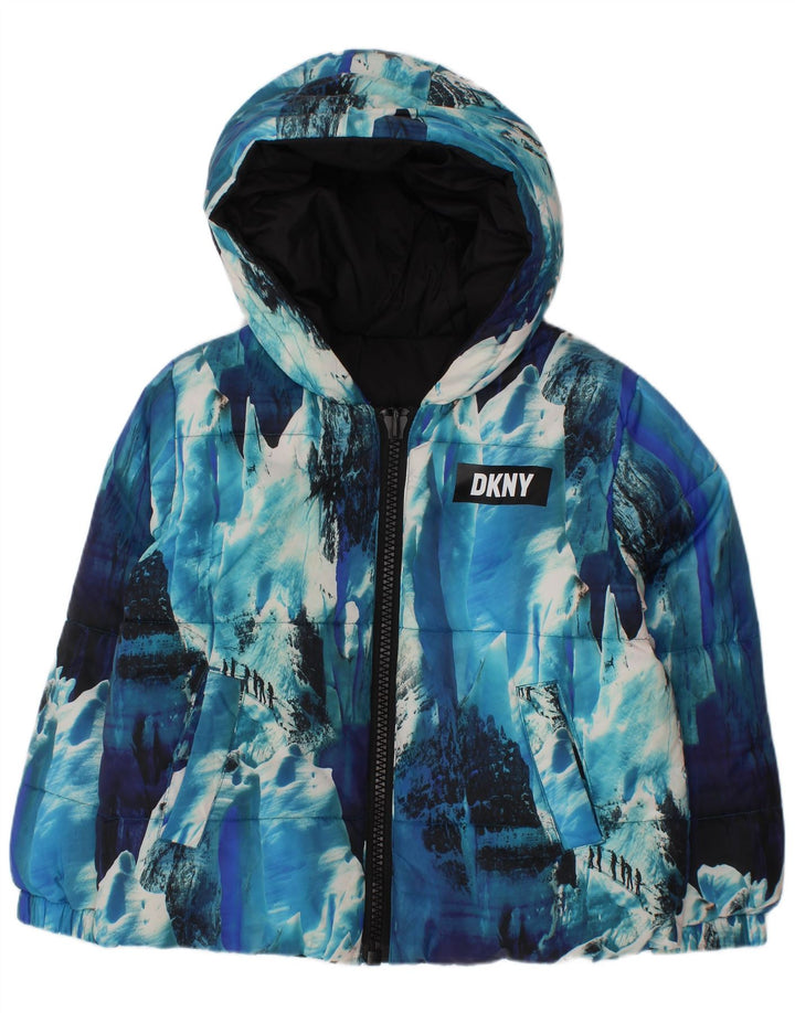 Двусторонняя стеганая куртка с капюшоном Dkny для мальчиков 3–4 лет, синий полиэстер тай-дай