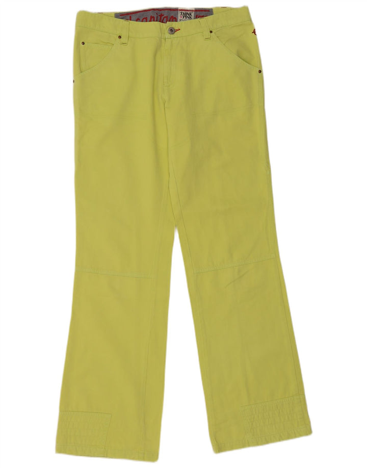 Женские прямые брюки карго Think Pink IT 46, большие W32 L33, зеленый хлопок