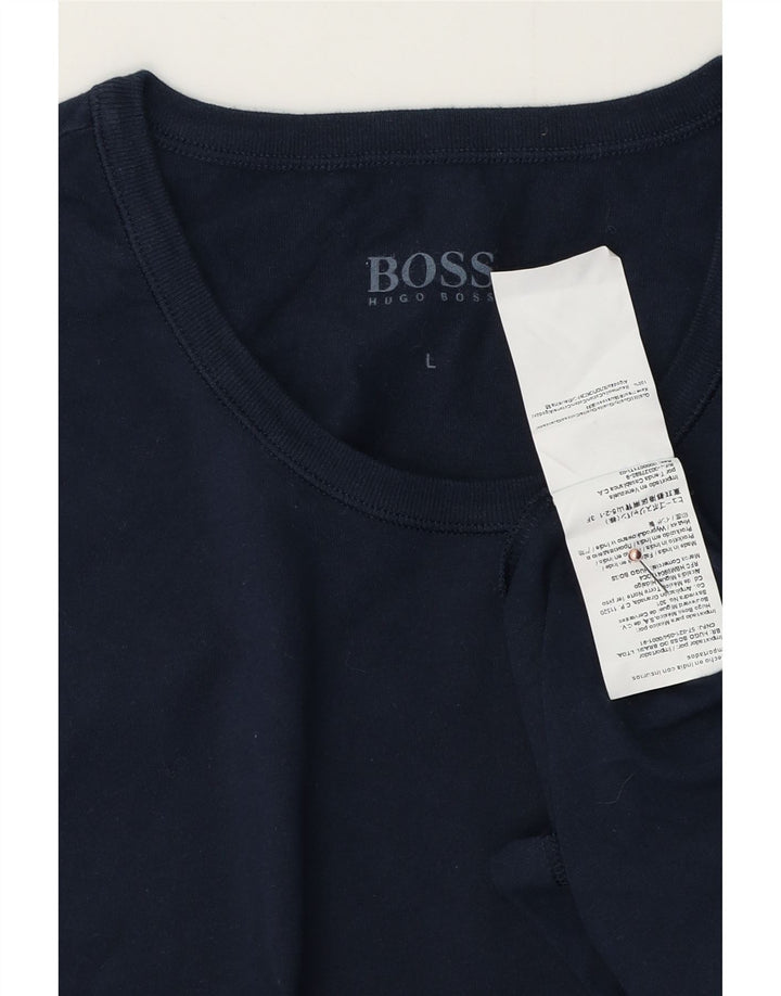 Мужская футболка Hugo Boss, большой темно-синий хлопок