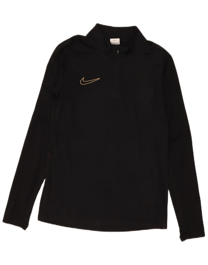 Мужской пуловер с воротником на молнии Nike Dri Fit, маленький черный полиэстер