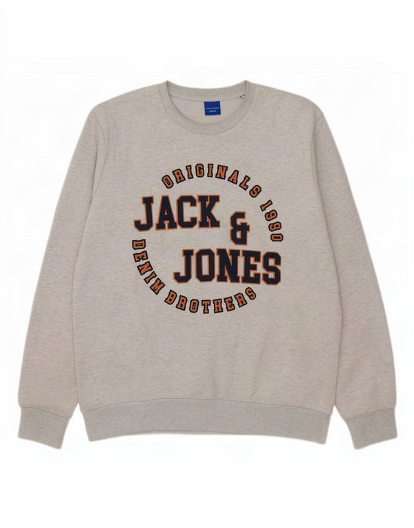 Мужской свитшот с рисунком Jack & Jones, XL, серый хлопок с крапинками