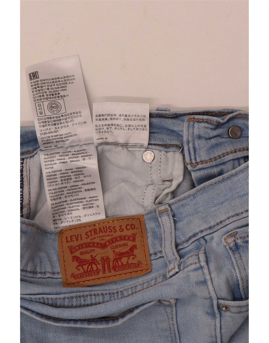 Женские прямые джинсы Levi's W25 L26 синие, хлопок