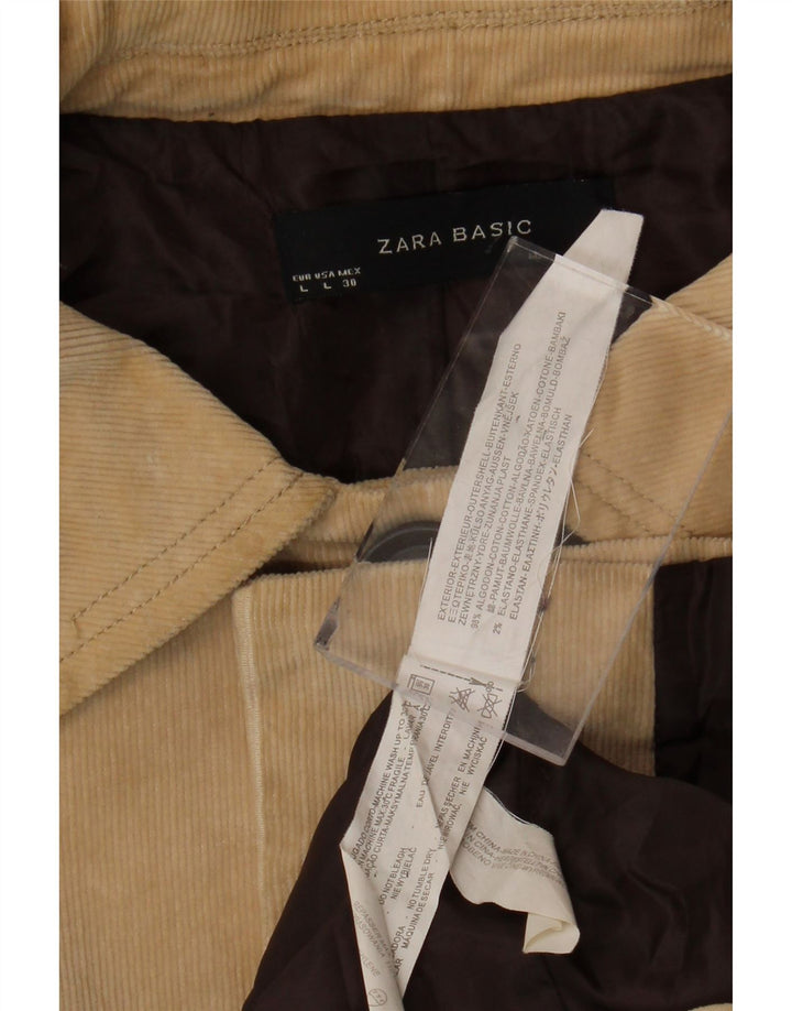 Женская вельветовая куртка ZARA UK 16, большой размер, бежевый хлопок