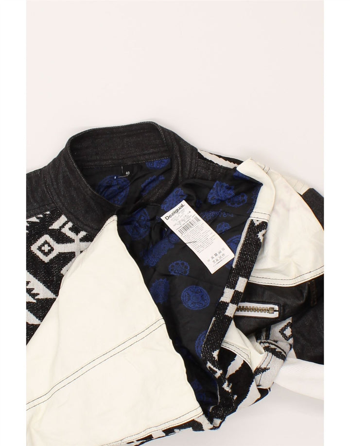 DESIGUAL Womens Bomber Jacket EU 40 Medium Black Colourblock Polyester Vintage Desigual and Second-Hand Desigual from Messina Hembry 