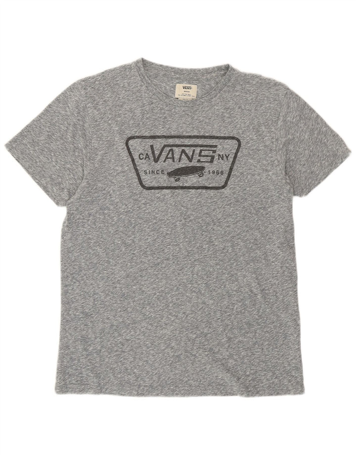 Женская футболка с рисунком Vans Top UK 14, хлопок среднего серого цвета с крапинками