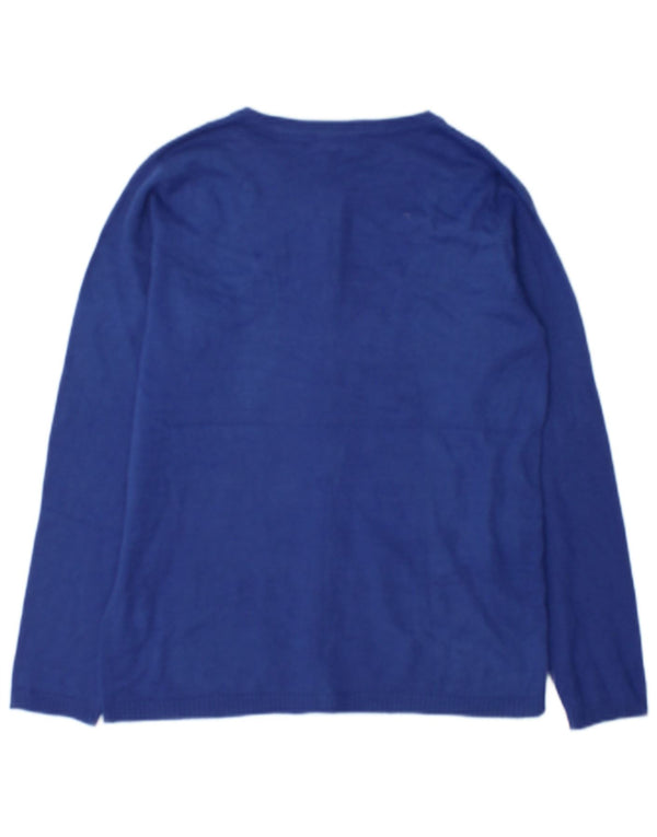 Vintage Womens Cardigan Sweater UK 16 Large Blue Geometric