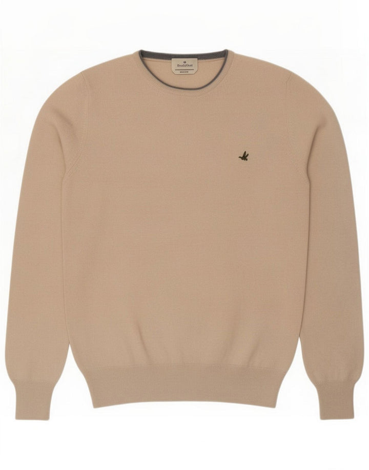 Brooksfield Мужской джемпер с круглым вырезом IT 50 Medium Beige Wool