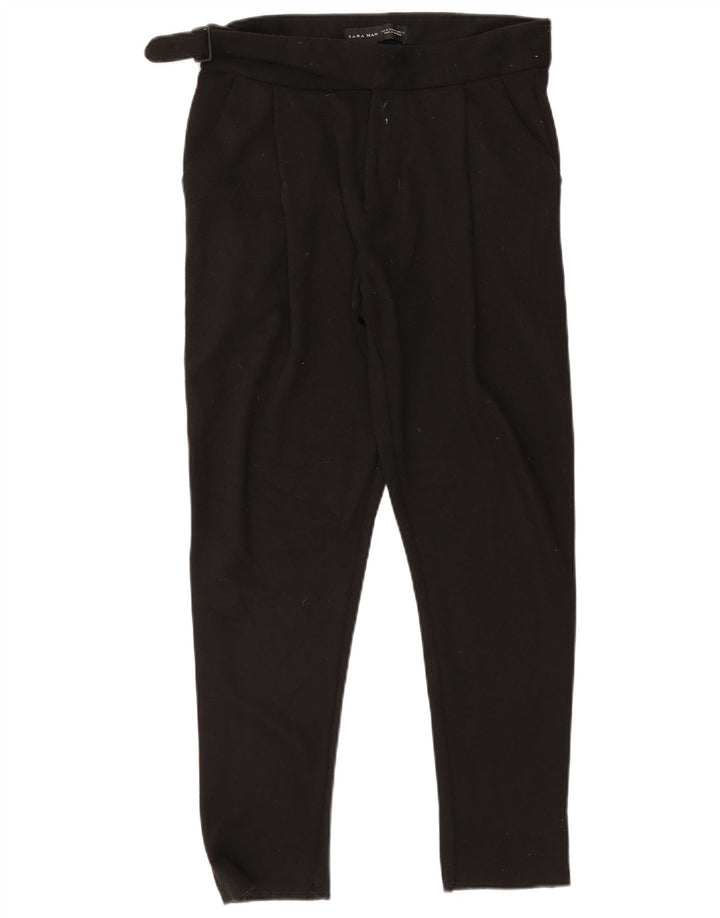 Мужские зауженные костюмные брюки Zara Medium W31 L27, черные, полиэстер
