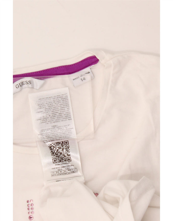 Футболка с рисунком GUESS для девочек, топ 13-14 лет, белый хлопок