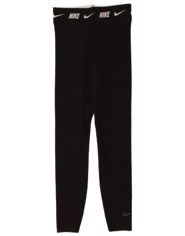 NIKE Womens Graphic Leggings UK 8 Small Black Cotton