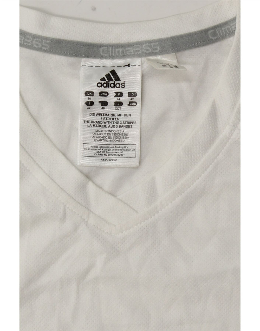 Женская футболка ADIDAS Clima 365 Top UK 16, большая белая с цветными блоками