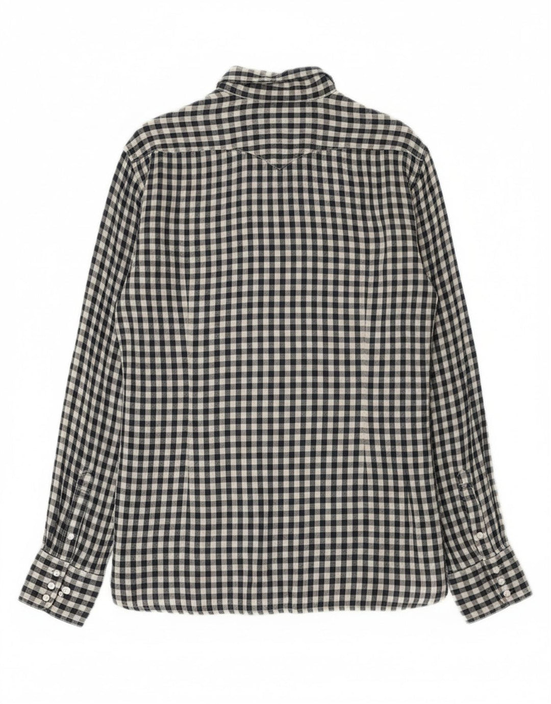 Stefanel Мужская рубашка в стиле вестерн, темно-синяя, хлопковая в мелкую клетку