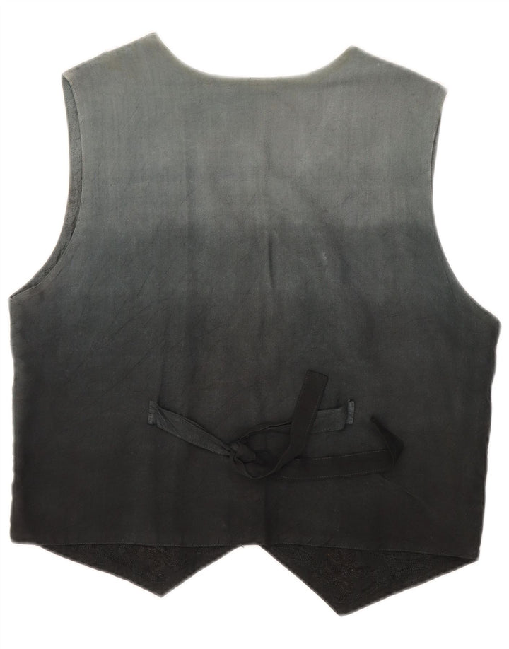 ВИНТАЖНЫЙ женский жилет UK 16, большой черный с цветочным принтом