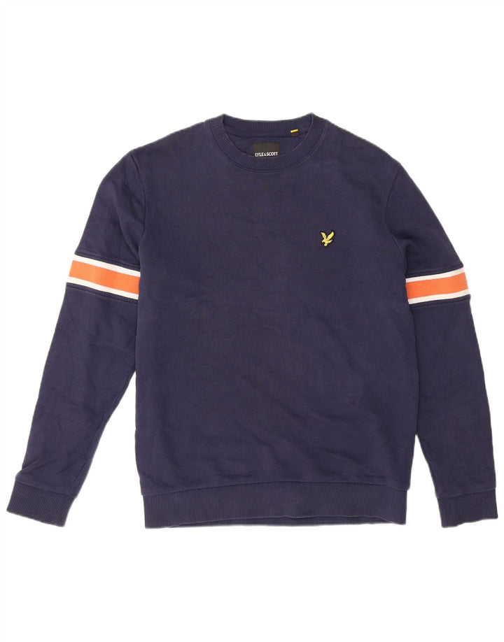 Мужской свитшот Lyle & Scott, маленький джемпер, темно-синий, хлопок с цветными блоками