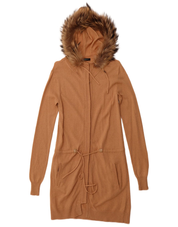 GUESS BY MARCIANO Womens Longline Cardigan Sweater Size 1 Small Brown