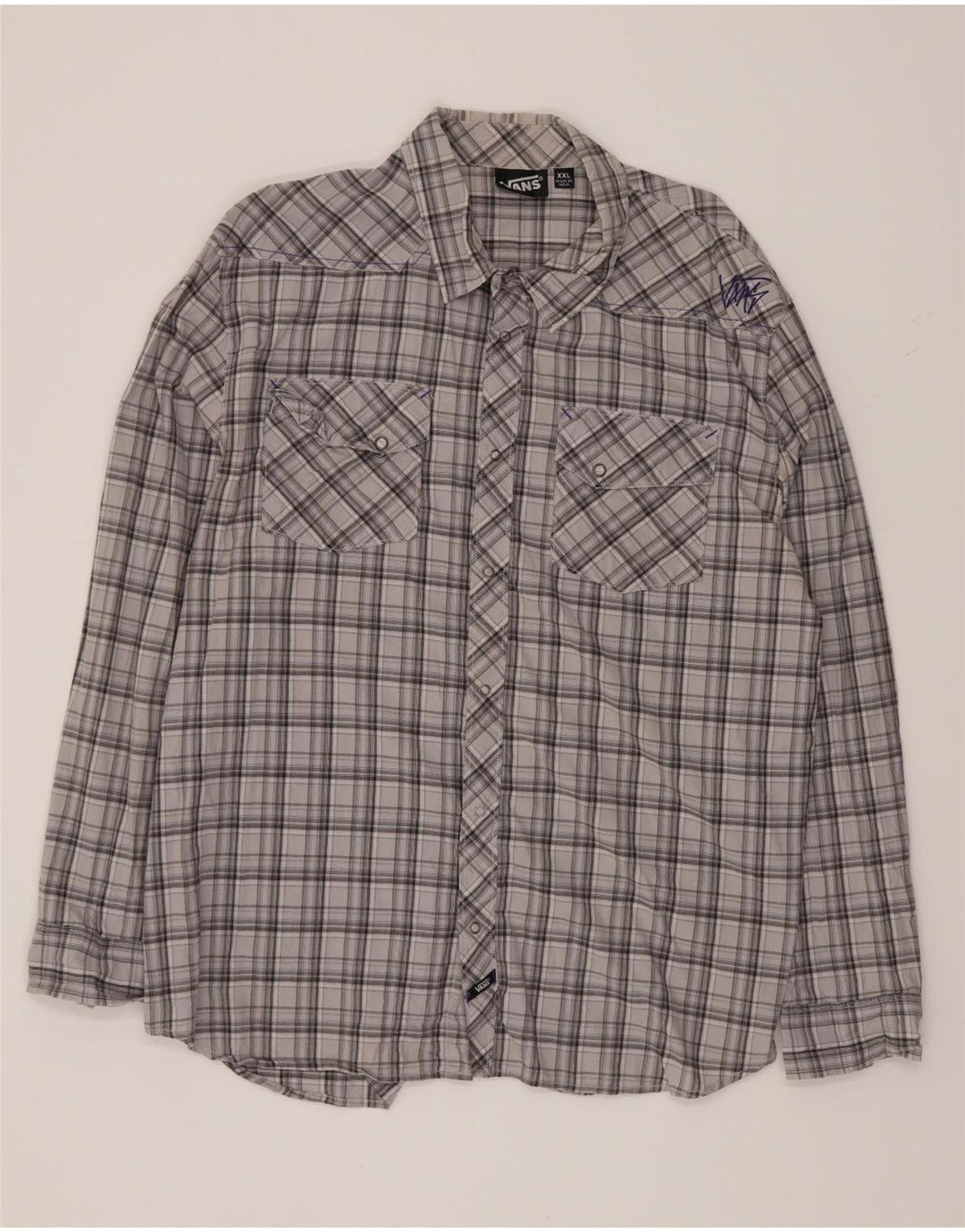 Мужская рубашка Vans 2XL серая в клетку из хлопка