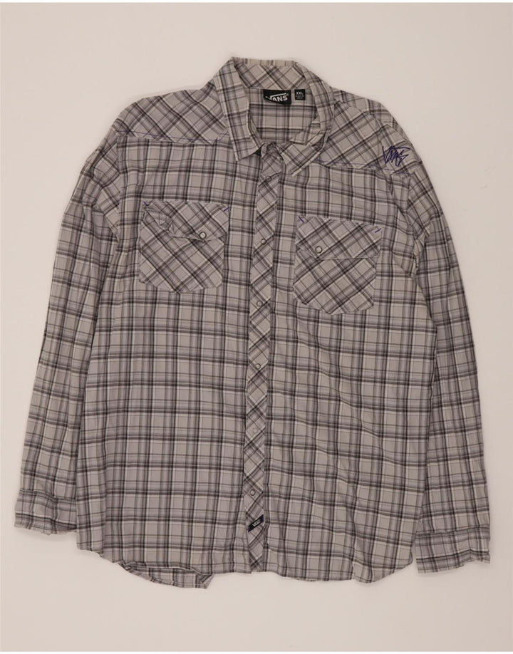 Мужская рубашка Vans 2XL серая в клетку из хлопка