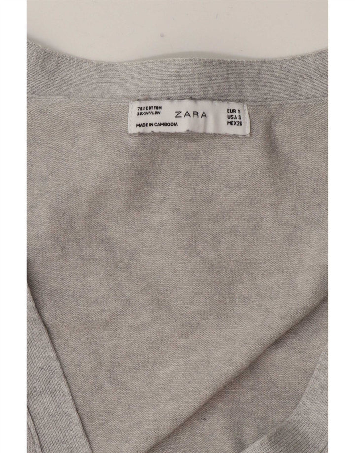 Женский кардиган Zara UK 10, маленький серый хлопковый свитер