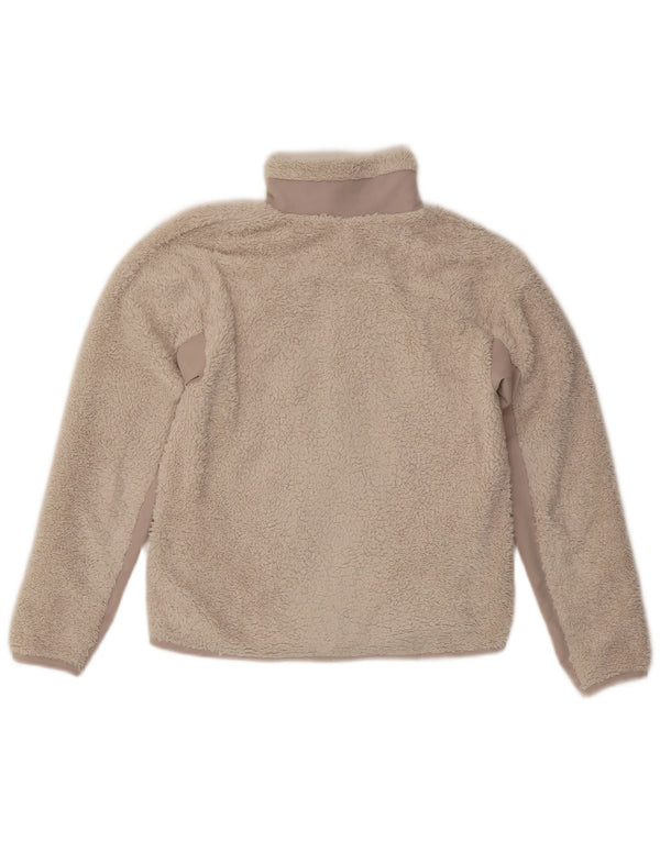 Женская флисовая куртка оверсайз NIKE UK 6 XS бежевого цвета из полиэстера с цветными блоками