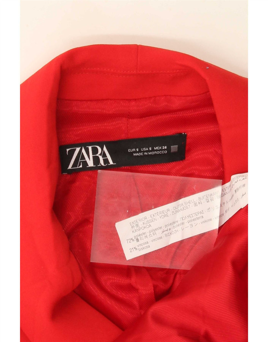 Женский двубортный удлиненный жилет Zara UK 10, маленький красный полиэстер