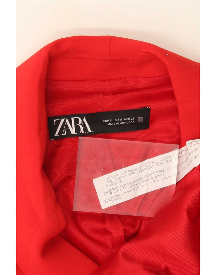 Женский двубортный удлиненный жилет Zara UK 10, маленький красный полиэстер