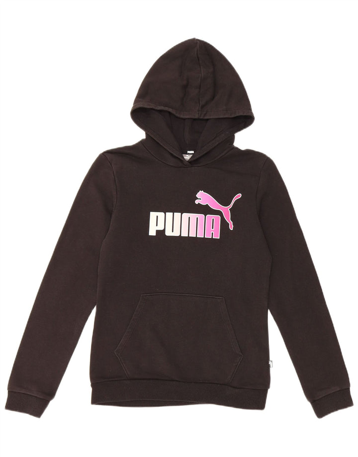 Толстовка с капюшоном PUMA для девочек 13–14 лет, черный хлопок