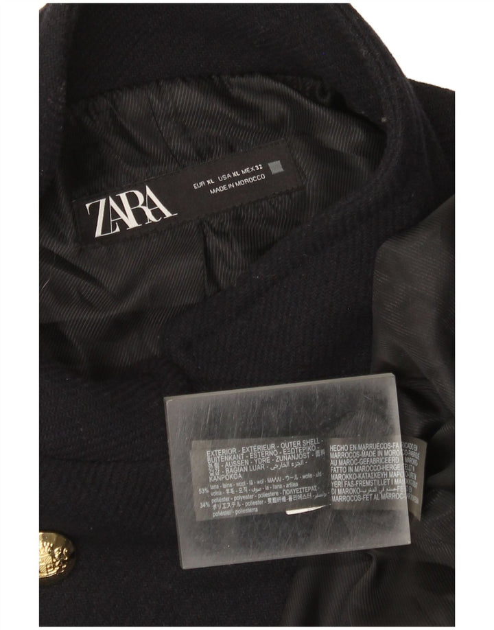 Женское полупальто Zara UK 18 XL, темно-синее, шерсть