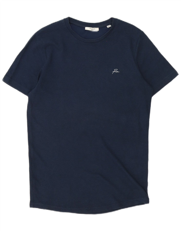 Мужская футболка Jack & Jones Top Medium Темно-синяя в пятнистый хлопок