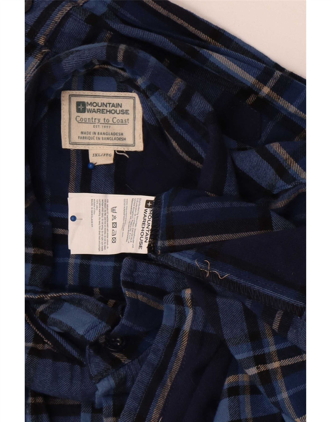 Мужская фланелевая рубашка Mountain Warehouse 3XL, синяя клетка, хлопок