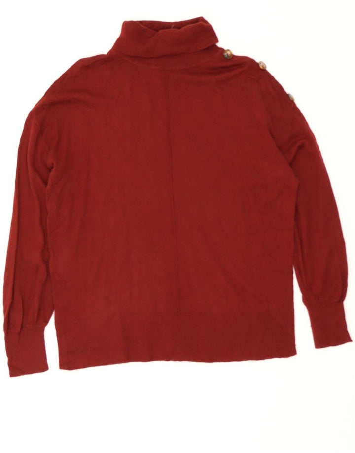 OASIS Womens Roll Neck Jumper Sweater UK 14 Medium Burgundy Acrylic Vintage Oasis and Second-Hand Oasis from Messina Hembry 