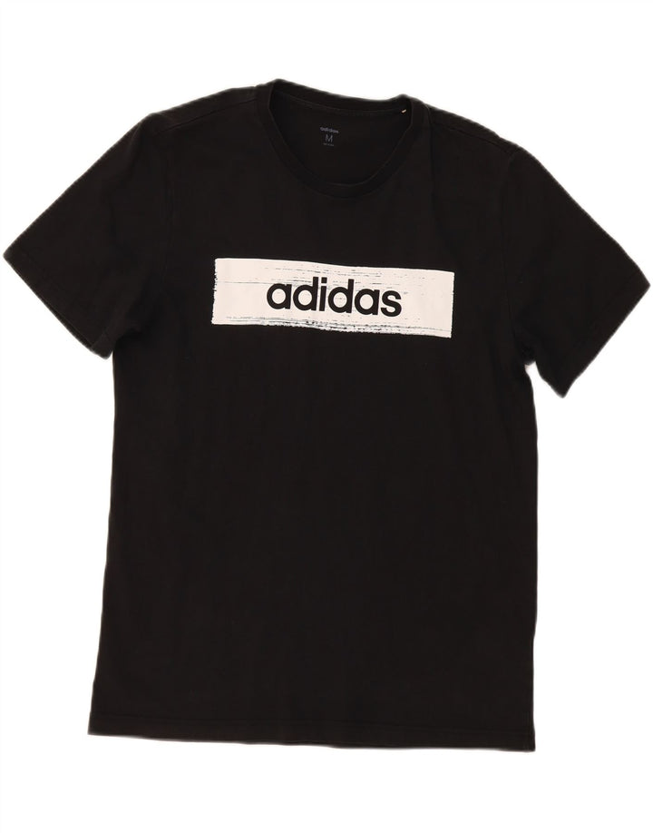 ADIDAS Mens Graphic T-Shirt Top Medium Black Cotton Vintage Adidas and Second-Hand Adidas from Messina Hembry 