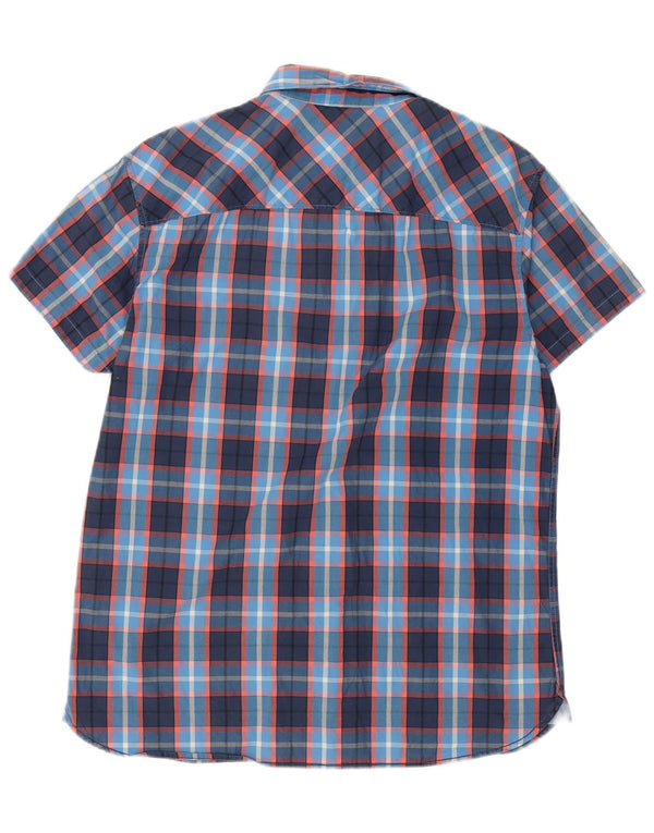 Мужская рубашка с коротким рукавом Jack & Jones XL темно-синяя клетка