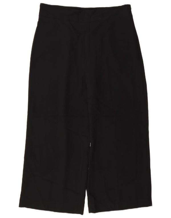 Zara Женские укороченные брюки с высокой талией и широкими штанинами XL W32 L25, черный полиэстер