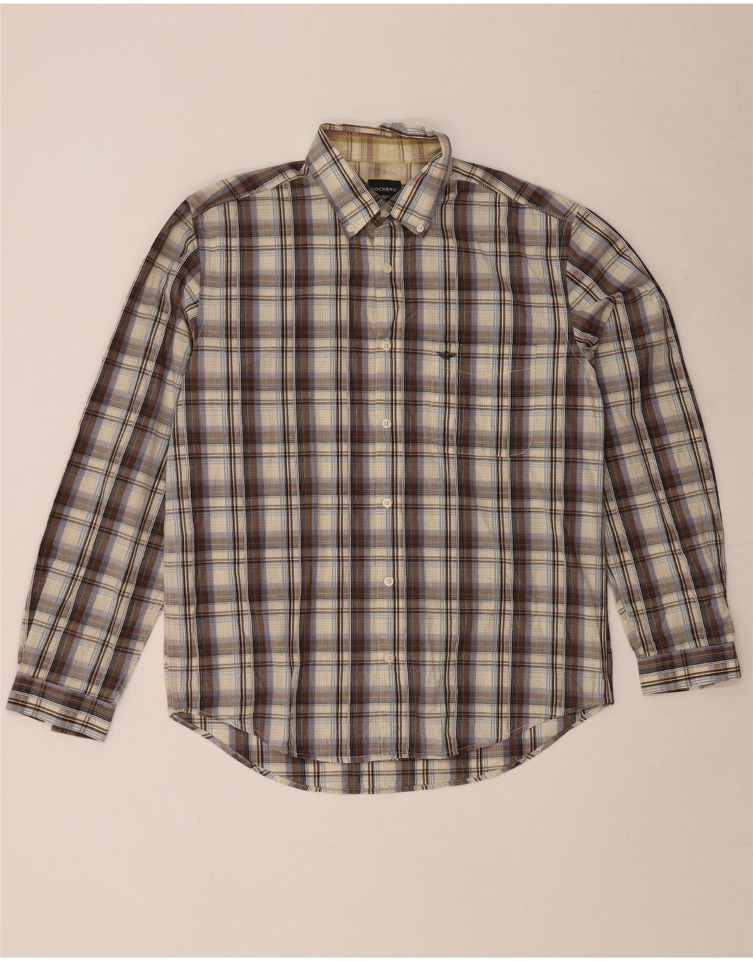Мужская рубашка Dockers, размер 42/44, большая коричневая клетка, хлопок