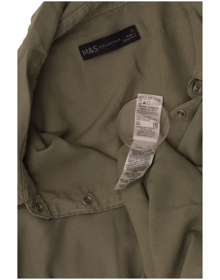 Женская рубашка Marks & Spencer UK 22 3XL хаки из лиоцелла