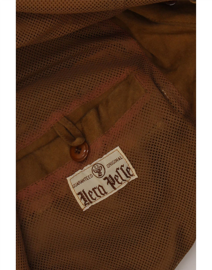 ВИНТАЖНЫЙ мужской замшевый пиджак на 3 пуговицах, Великобритания, 40, большой, бежевый кожаный