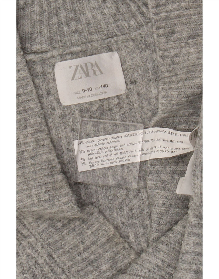 Свитер-кардиган Zara для девочек 9–10 лет, серый полиэстер