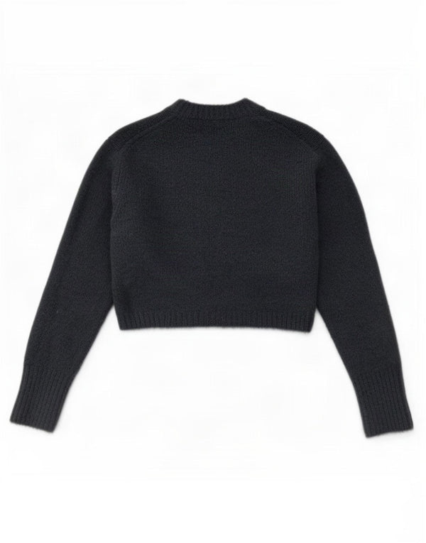 Женский укороченный джемпер с круглым вырезом Zara UK 12, средний темно-синий акрил