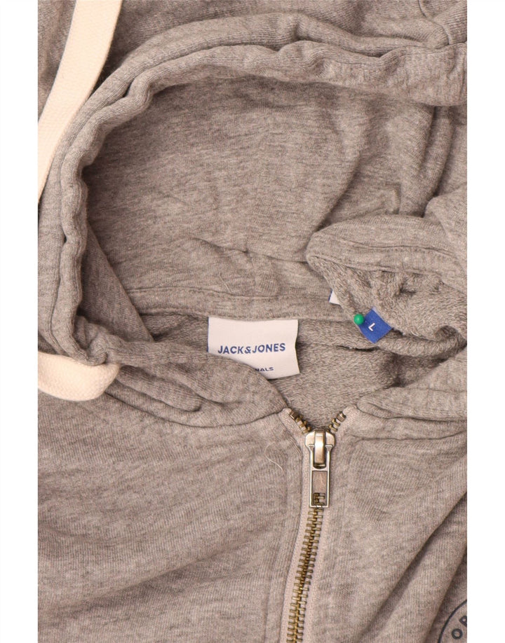 Мужской свитер с капюшоном на молнии Jack & Jones, большой серый, хлопковый