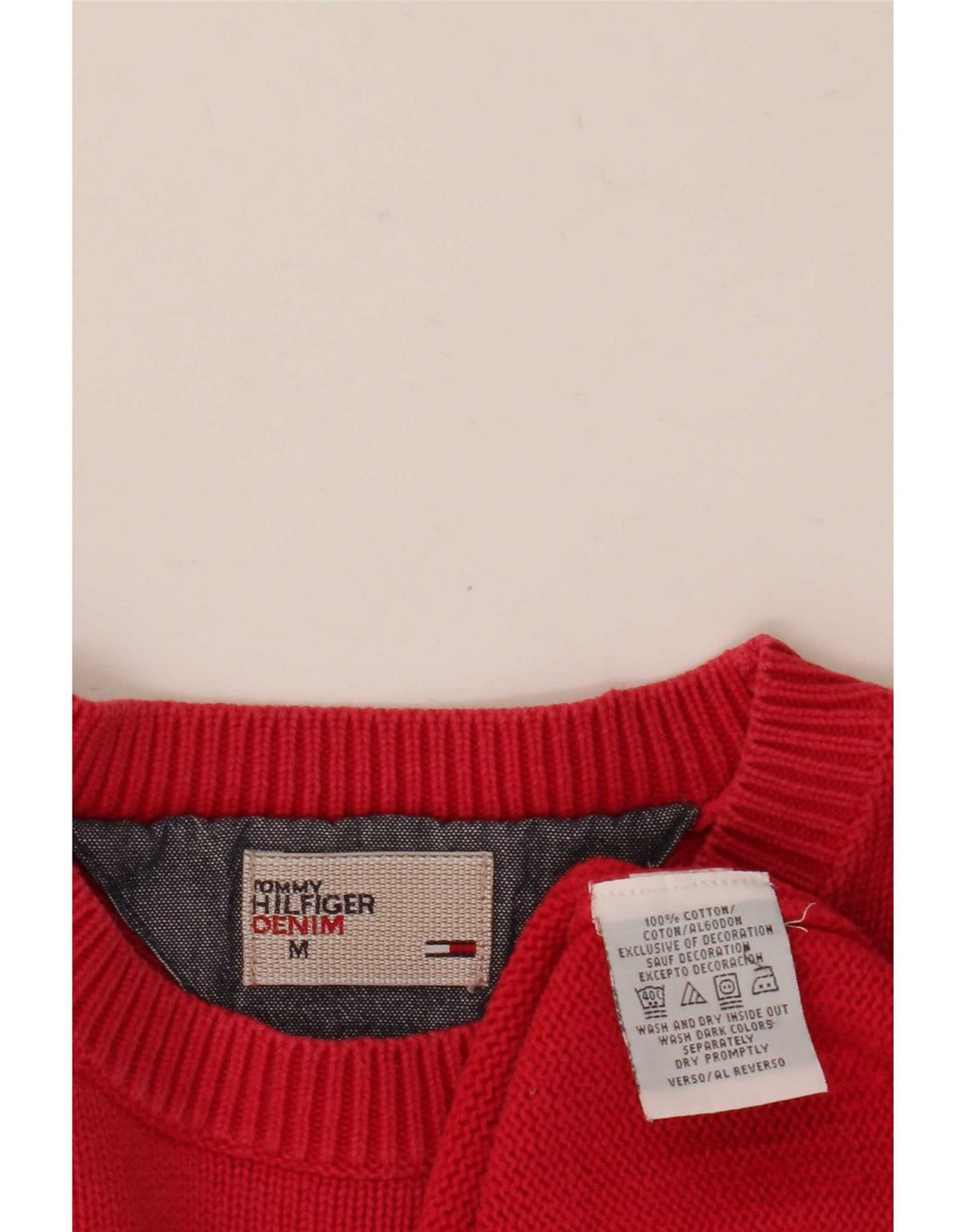 Мужской джемпер с круглым вырезом Tommy Hilfiger, средний красный хлопковый свитер