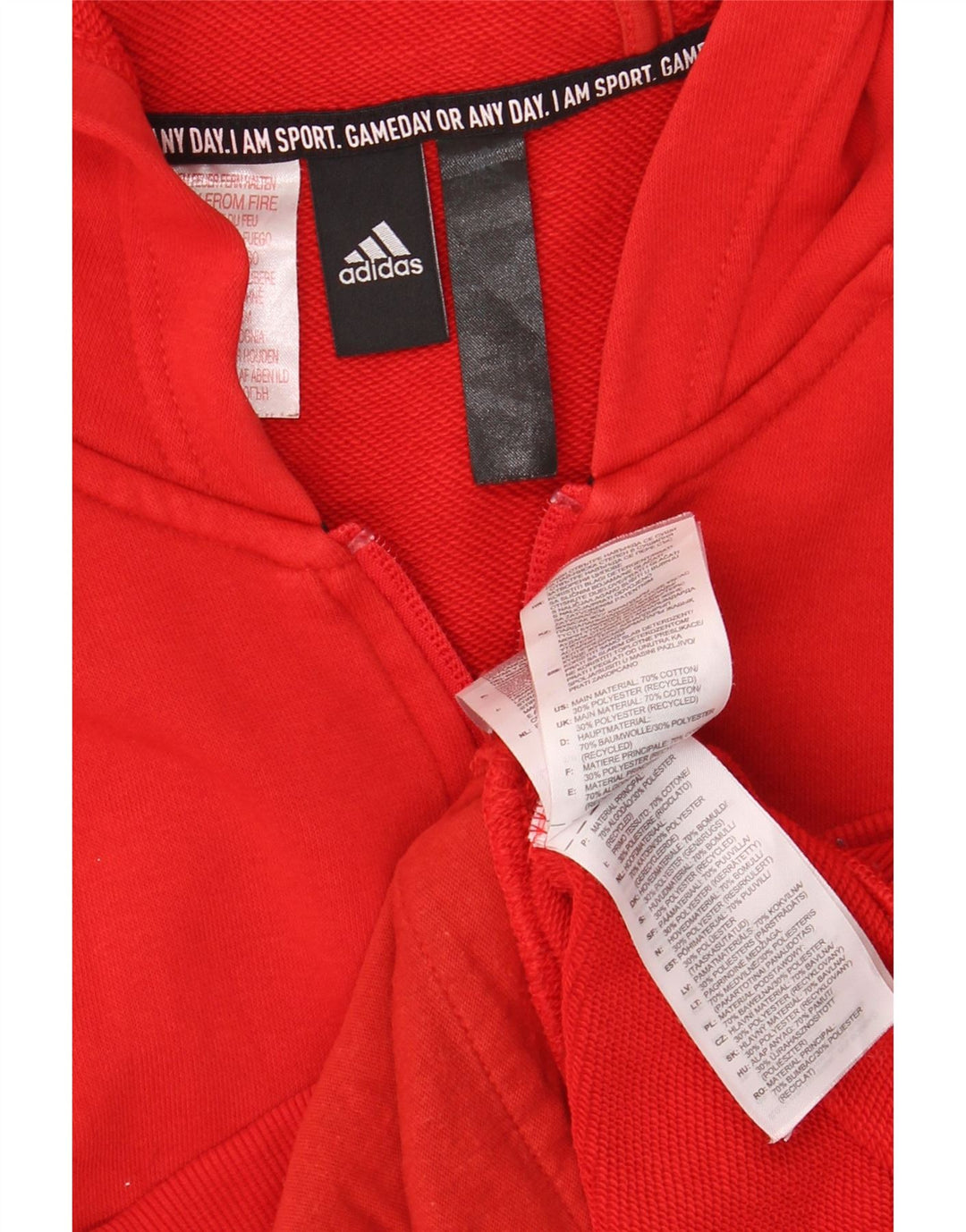 Мужской свитер с капюшоном Adidas на молнии с графическим рисунком, средний красный, хлопковый