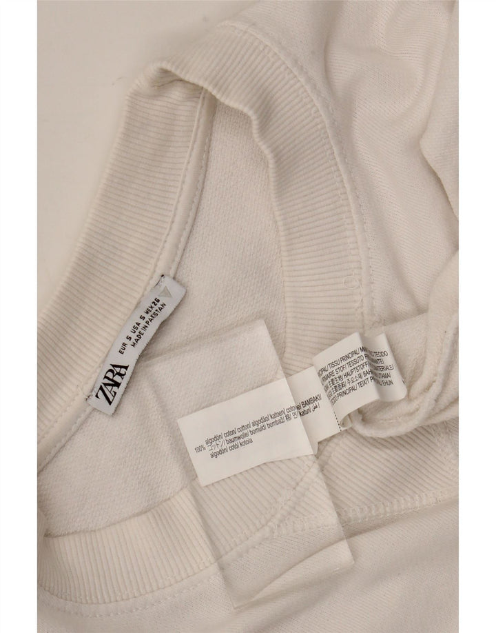 Женский свитер оверсайз Zara UK 10, маленький белый хлопковый джемпер