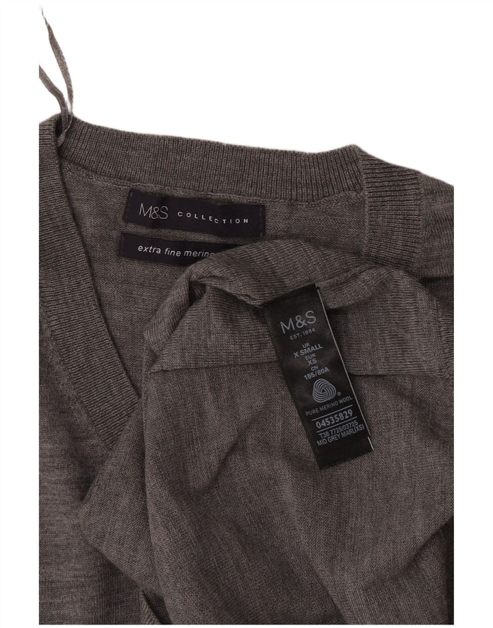 Женский свободный джемпер с v-образным вырезом Marks & Spencer UK 6 XS Серый