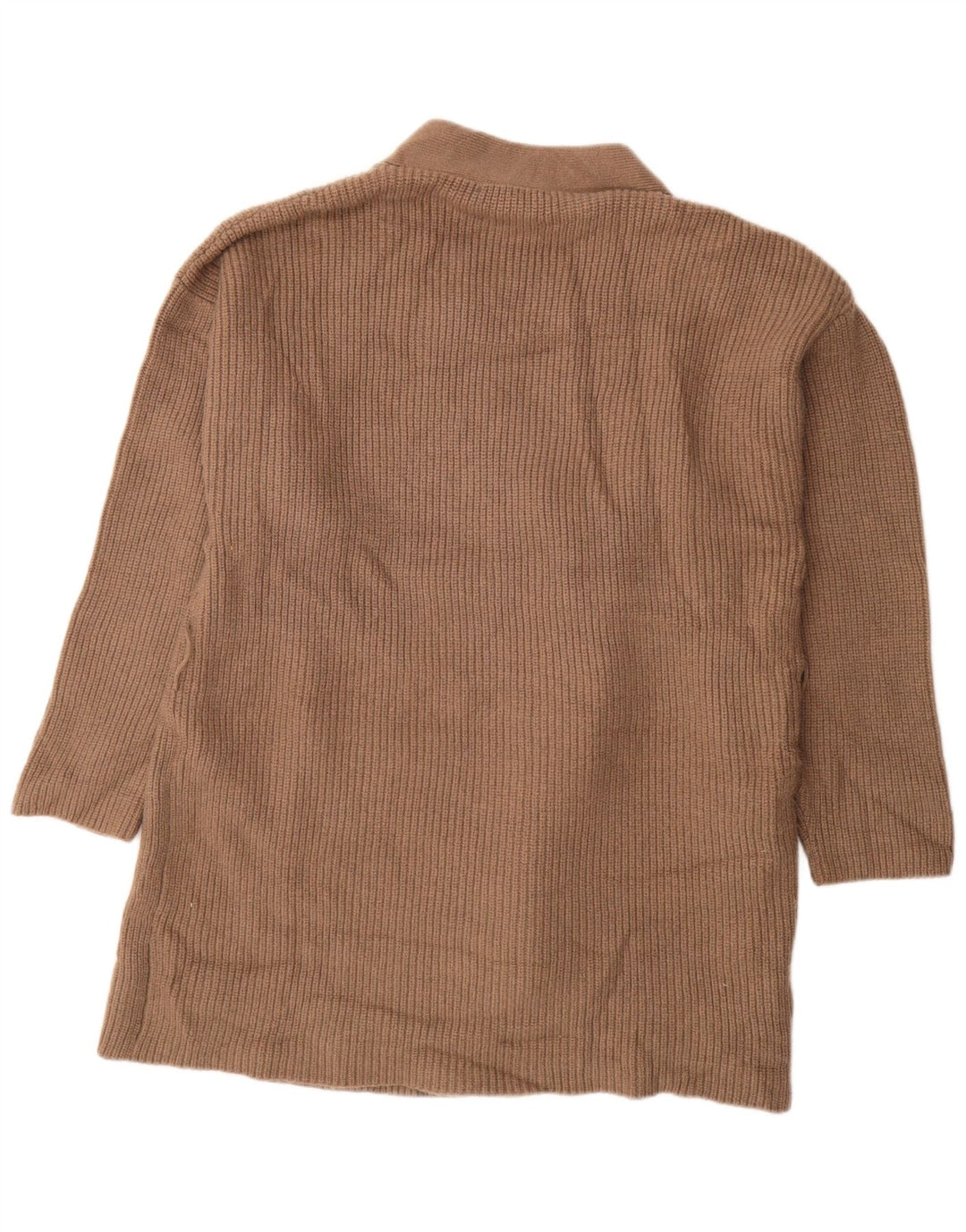 Женский длинный открытый кардиган оверсайз ZARA UK 14, средний коричневый цвет