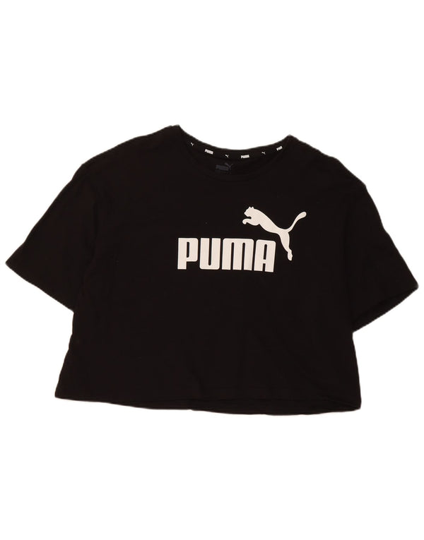 Женская укороченная футболка с графическим рисунком Puma UK 16, большой черный хлопок
