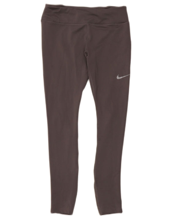 Женские укороченные леггинсы Nike Dri Fit UK 12, полиэстер среднего серого цвета