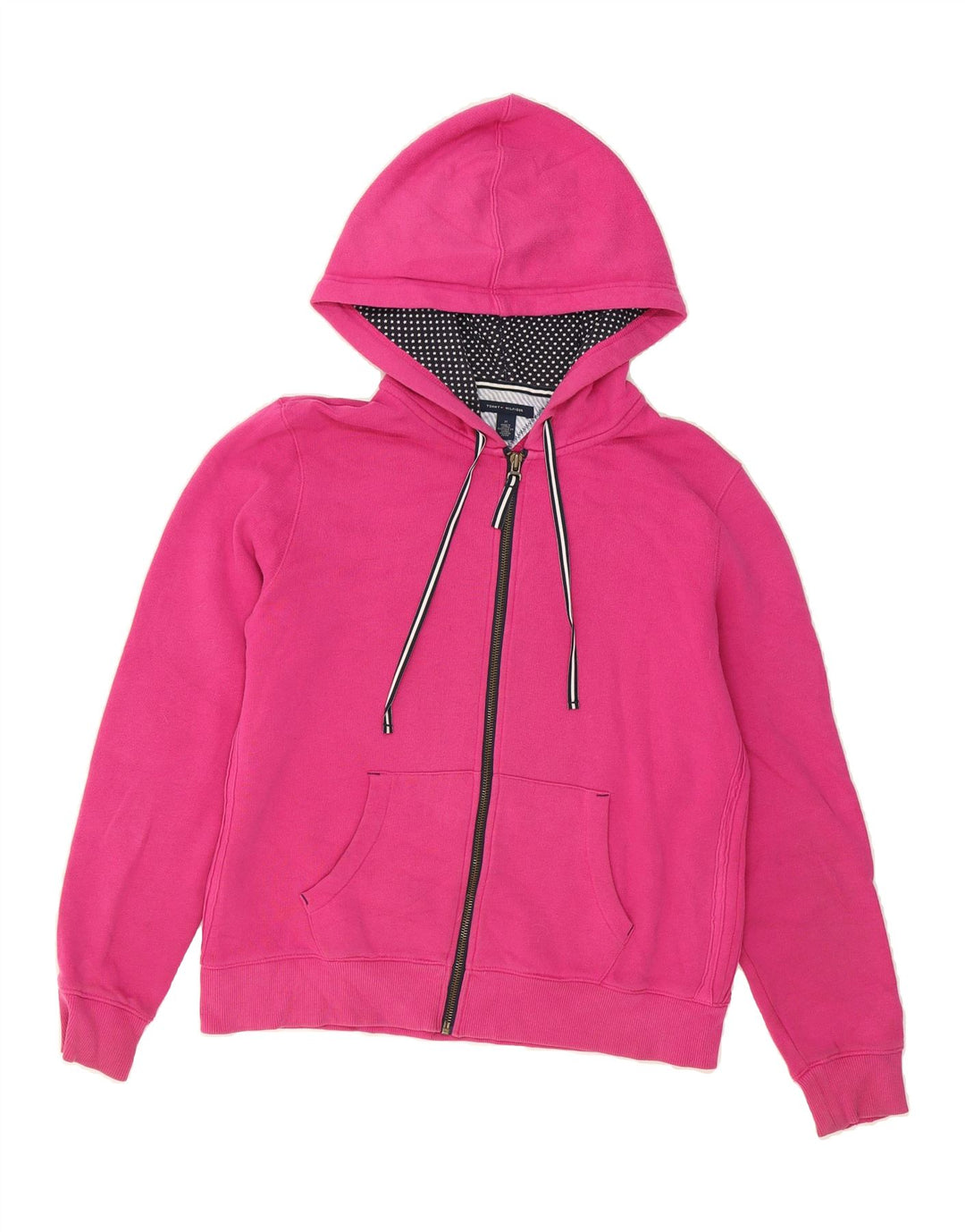 TOMMY HILFIGER Womens Oversized Zip Hoodie Sweater UK 14 Medium Pink Vintage Tommy Hilfiger and Second-Hand Tommy Hilfiger from Messina Hembry 