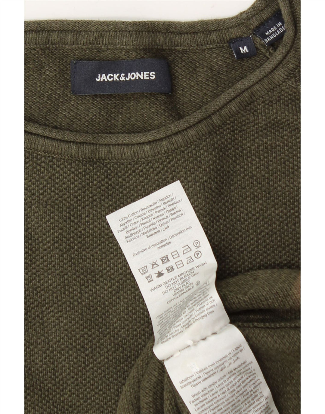 Мужской джемпер с круглым вырезом Jack & Jones, хлопковый свитер среднего зеленого цвета