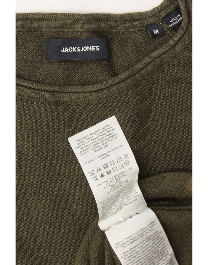 Мужской джемпер с круглым вырезом Jack & Jones, хлопковый свитер среднего зеленого цвета
